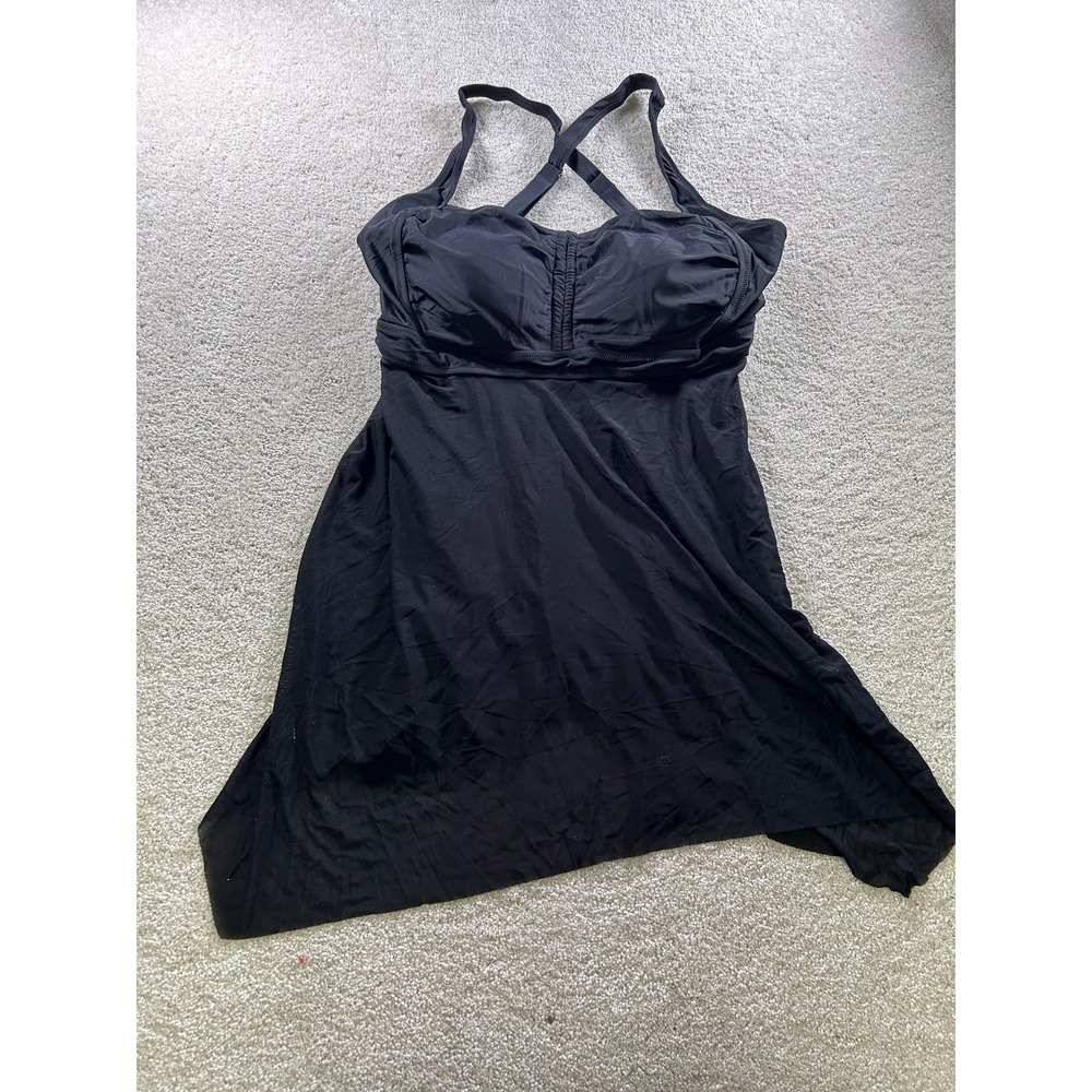 DACI Swimsuit Womens 20W Black One Piece‎ Swimdress Cross Back Adjustable Plus